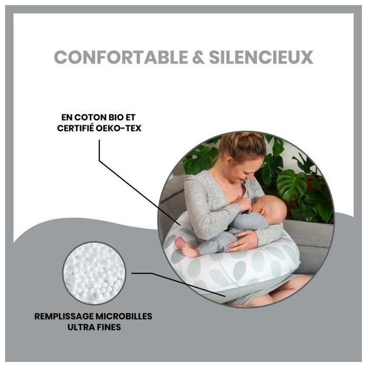 Babymoov Coussin de Maternité doomoo Buddy Leaves Aqua Green