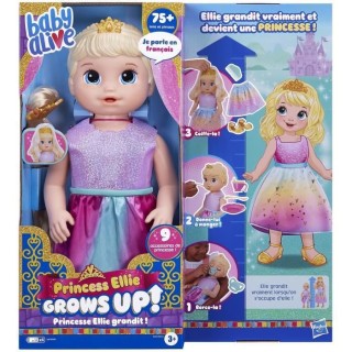 Baby Alive Poupée Princesse Ellie grandit !, poupée de 45 cm qui p