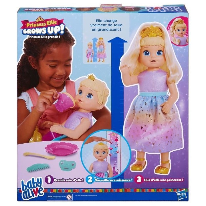 Baby Alive Poupée Princesse Ellie grandit !, poupée de 45 cm qui p