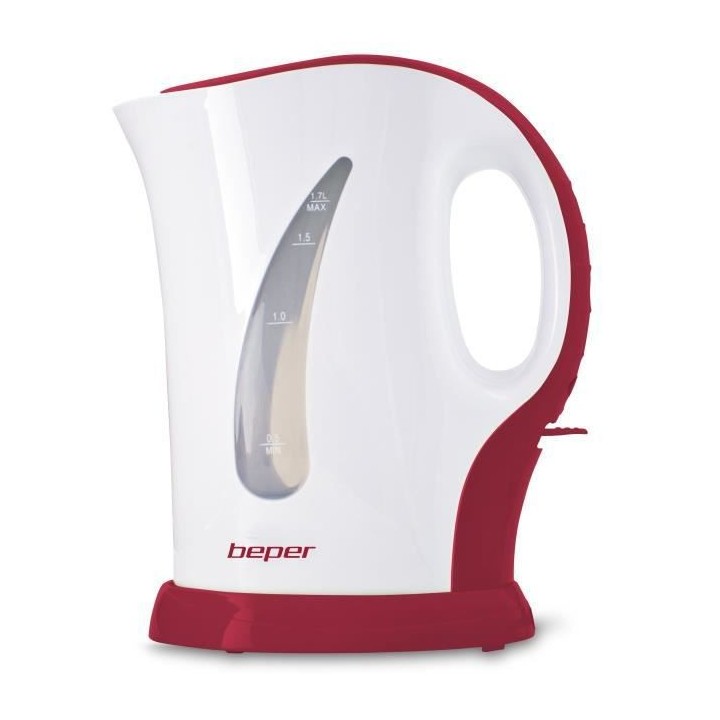 BEPER 90.350H Bouilloire électrique - 1,7L - 2200 W - Blanc et Rouge