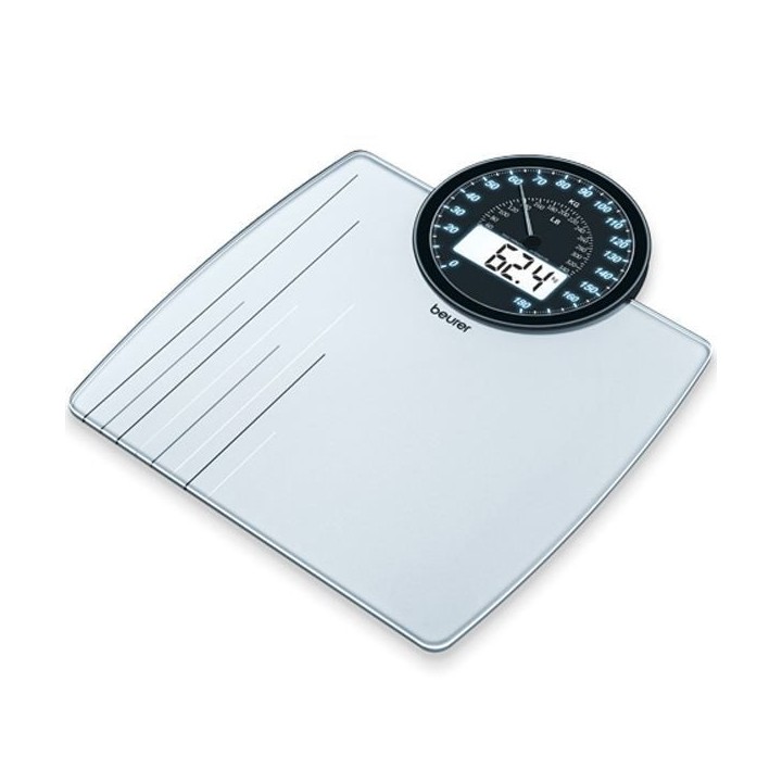 Beurer Pese-personne en verre affichage numérique et analogique GS 58