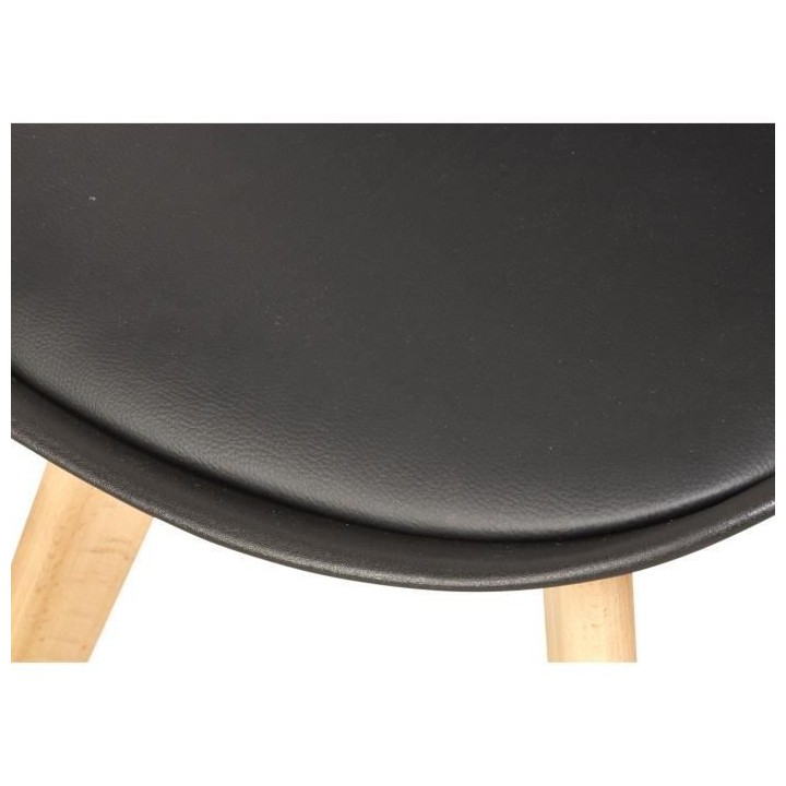 BJORN Lot de 6 chaises pieds en Hetre - Simili Noir - L 48,5 x P 58 x