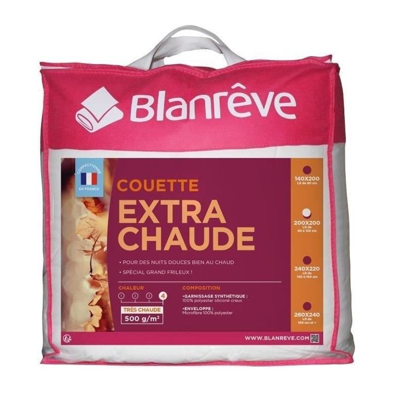 BLANREVE Couette extra chaude en microfibre - 200 x 200 cm - Blanc