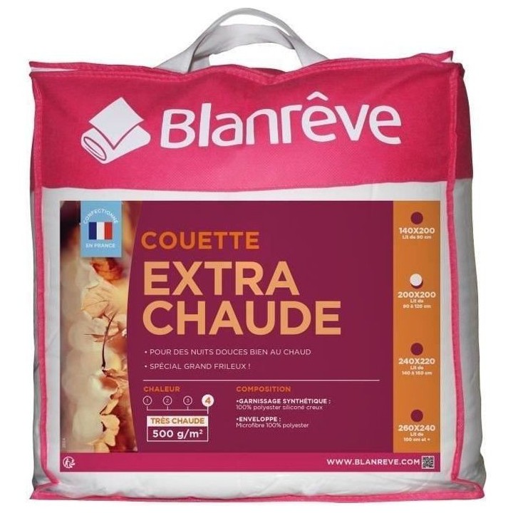 BLANREVE Couette extra chaude en microfibre - 200 x 200 cm - Blanc