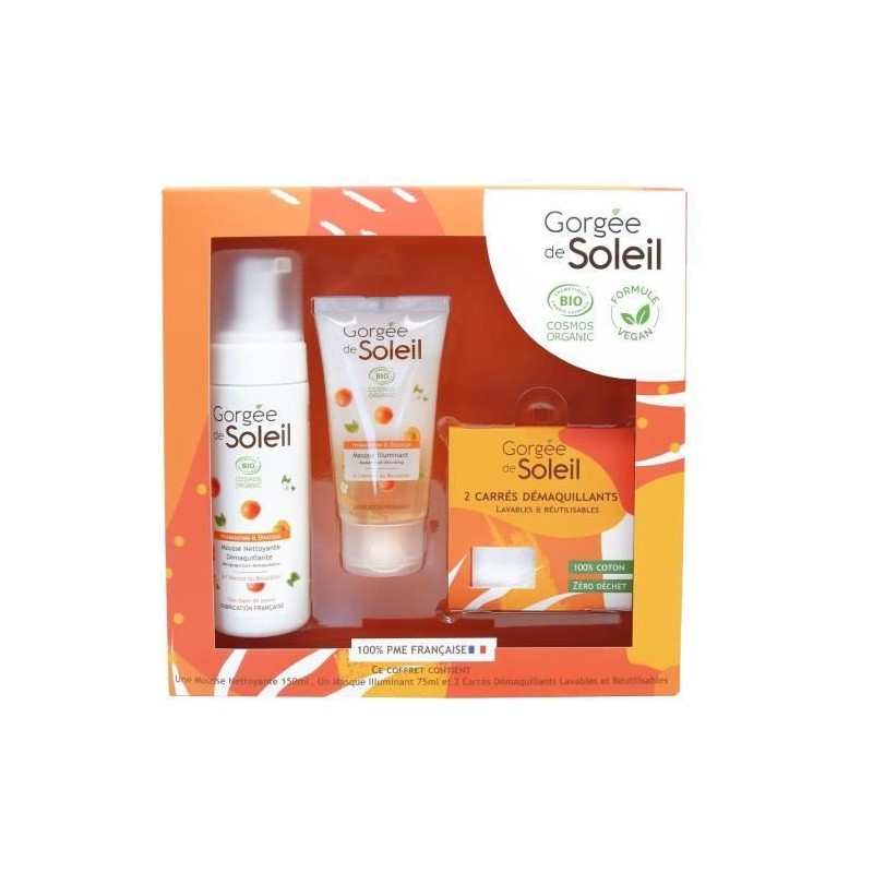 GORGEE DE SOLEIL Coffret Soins de Visage Bio : Mousse, Masque et Lingettes démaquillantes Lavables