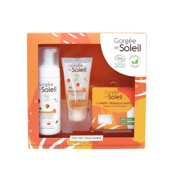 GORGEE DE SOLEIL Coffret Soins de Visage Bio : Mousse, Masque et Linge