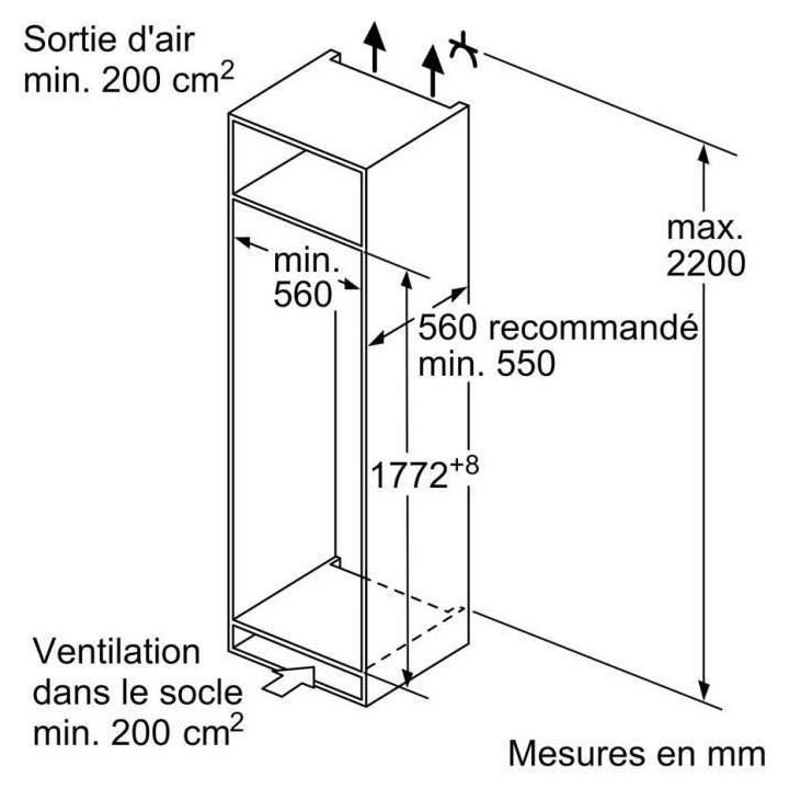 BOSCH KIR81VSF0 Réfrigérateur 1 porte intégrable - SER4 - 177x56cm