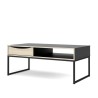 TVILUM Table basse 1 tiroir - Décor chene et noir - L 117,2 x P 60 x H 48,2 cm - STUBBE