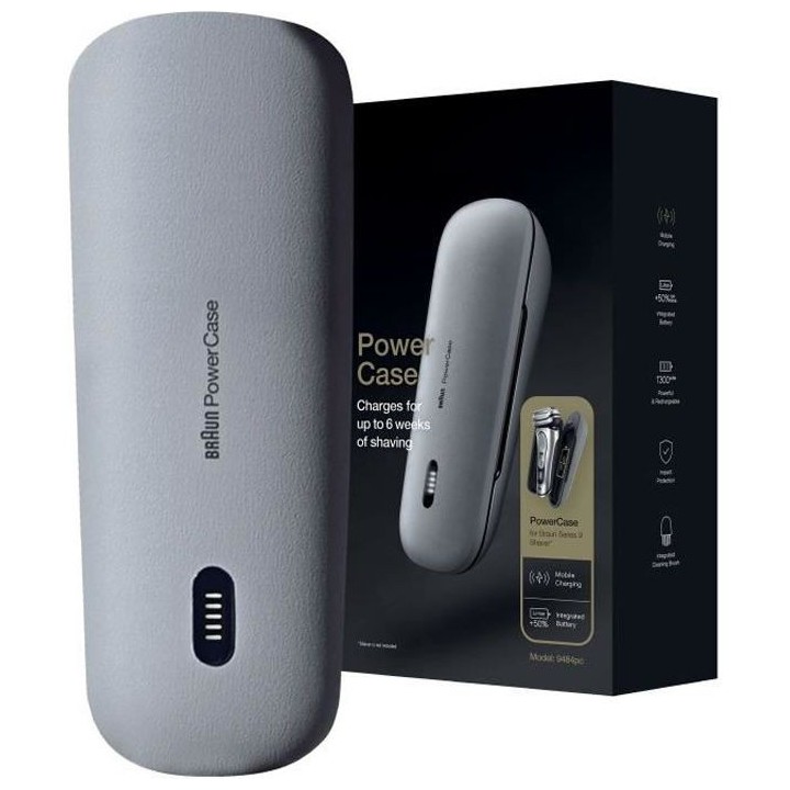 BRAUN PowerCase Étui de recharge de voyage pour rasoir - Argenté - C