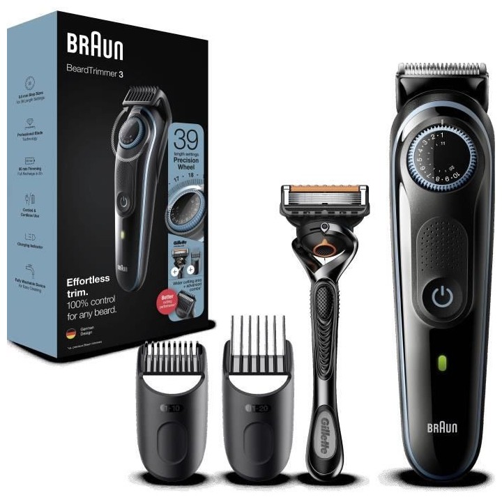 Braun 3 BT3340 Tondeuse a Barbe Pour Homme, Tondeuse Pour Visage, Che