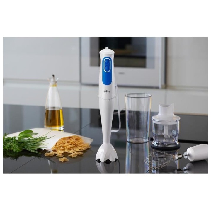 BRAUN Mixeur plongeant avec hachoir Omelette - MQ3025WH - Blanc et Ble