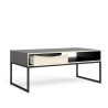 TVILUM Table basse 1 tiroir - Décor chene et noir - L 117,2 x P 60 x H 48,2 cm - STUBBE