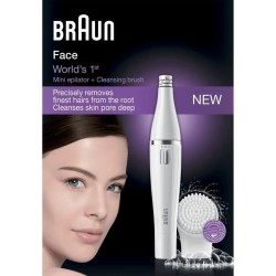 Braun FaceSpa 810 Épilateur Électrique Femme Visage et Épilation, Brosse Nettoyante, Pour Épilation et Nettoyage Du Visage