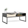 TVILUM Table basse 1 tiroir - Décor chene et noir - L 117,2 x P 60 x H 48,2 cm - STUBBE