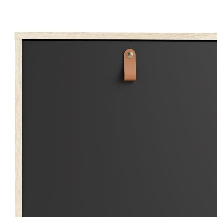 TVILUM Enfilade 2 portes 3 tiroirs - Décor chene et noir - L 147,2 x