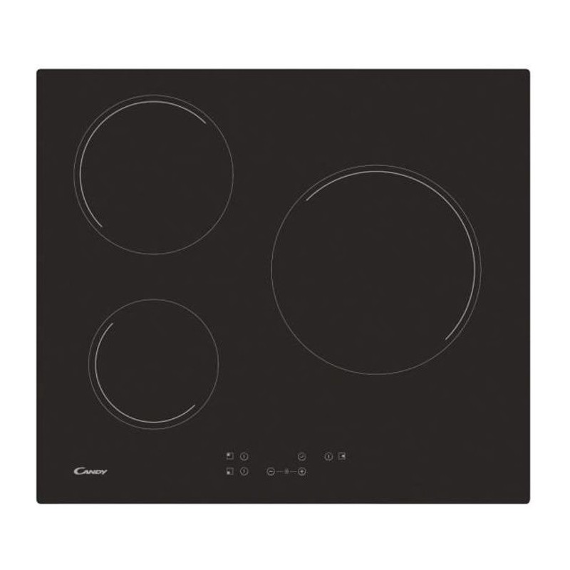 CANDY CH63CT - Plaque de cuisson vitrocéramique - 5500W - 3 foyers - Noir