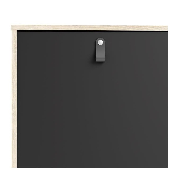 TVILUM Enfilade 2 portes 3 tiroirs - Décor chene et noir - L 147,2 x