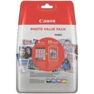 CANON Pack de 4 cartouches d'encre CLI-571 XL grande capacité Noir/Cy
