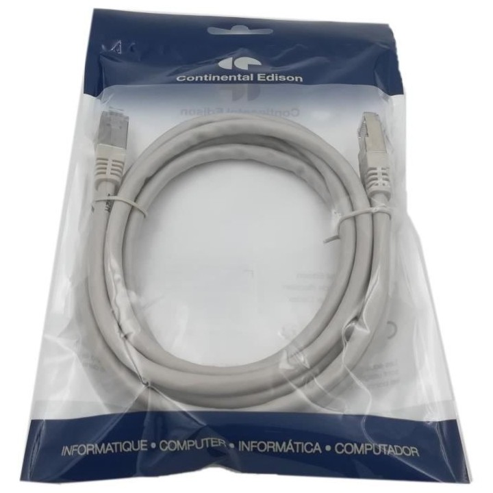 Câble RJ45 CONTINENTAL EDISON cat.6 blindé FTP 2 m
