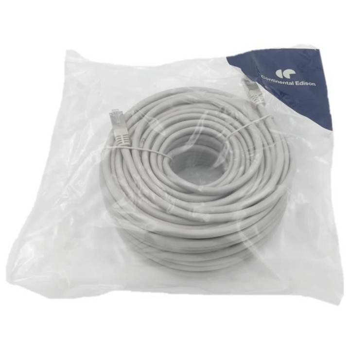 Câble RJ45 CONTINENTAL EDISON cat.6 blindé FTP 30 m