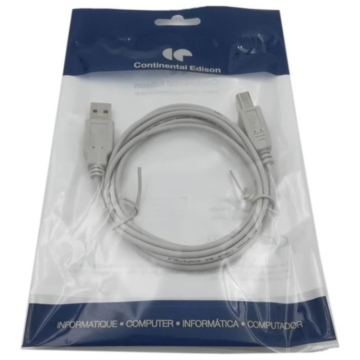 CONTINENTAL EDISON Câble imprimante USB 2.0 A mâle/B mâle 1.8m