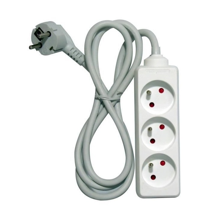 CHACON Bloc multiprise 3 prises 16A 5m blanc