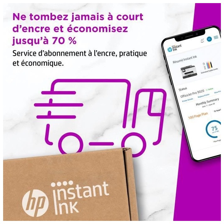 HP Carte prépayée Instant Ink - Forfait d'impression cartouches et t