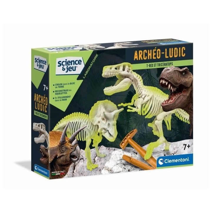 Clementoni - Science & Jeu - Archéo Ludic - T-Rex & Tricératops