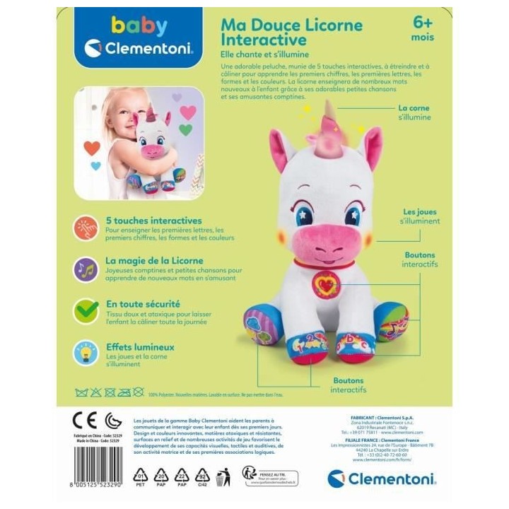Baby Clementoni - Ma douce Licorne interactive