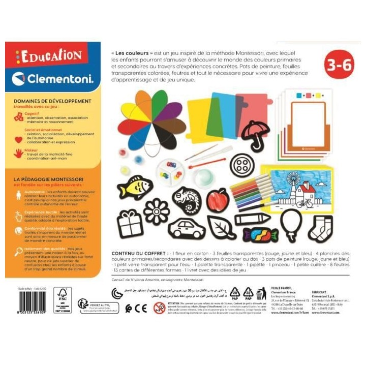 CLEMENTONI - PRESCHOOL GAMES - Les couleurs -52610. Dimensions : 34 x