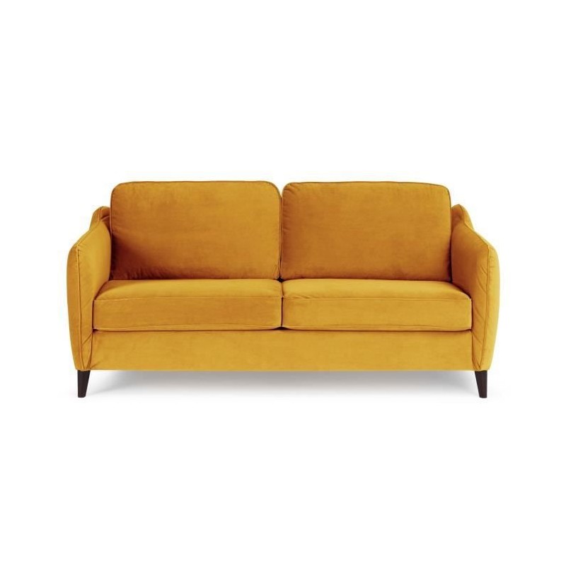 HEXAGONE Canapé Convertible 3 places - Velours ocre - Couchage express - L 182 x P 85 x H 97 cm - CLYDE