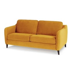 HEXAGONE Canapé Convertible 3 places - Velours ocre - Couchage express - L 182 x P 85 x H 97 cm - CLYDE