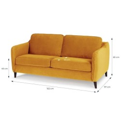 HEXAGONE Canapé Convertible 3 places - Velours ocre - Couchage express - L 182 x P 85 x H 97 cm - CLYDE