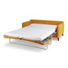 HEXAGONE Canapé Convertible 3 places - Velours ocre - Couchage express - L 182 x P 85 x H 97 cm - CLYDE