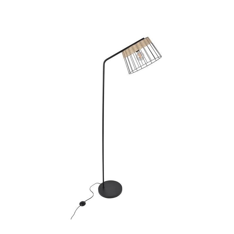 COREP Lampadaire en métal Indah - H 171 cm - E27 - 60 W - Noir mat