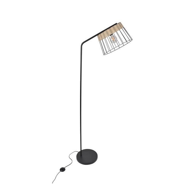 COREP Lampadaire en métal Indah - H 171 cm - E27 - 60 W - Noir mat
