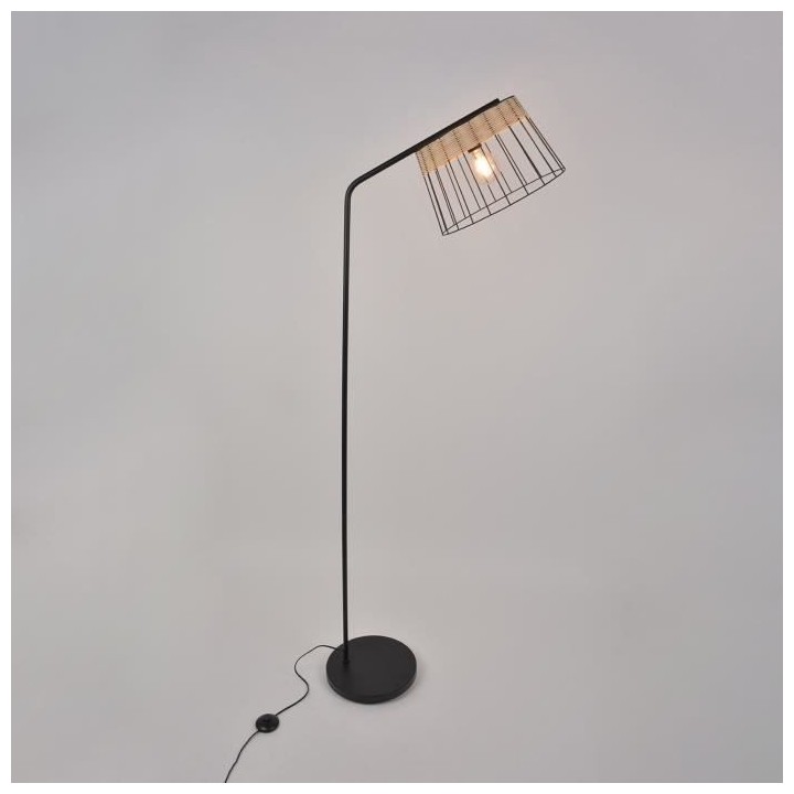 COREP Lampadaire en métal Indah - H 171 cm - E27 - 60 W - Noir mat