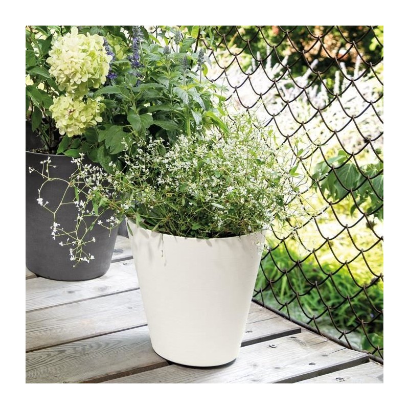 DEROMA Pot de fleurs Save R bianco a réserve d'eau - Coloris blanc - 20cm