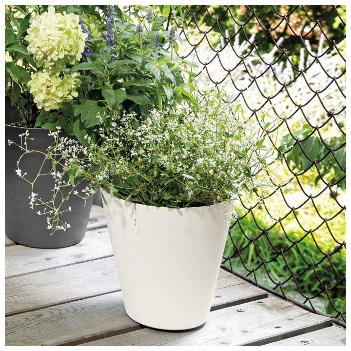 DEROMA Pot de fleurs Save R bianco a réserve d'eau - Coloris blanc -