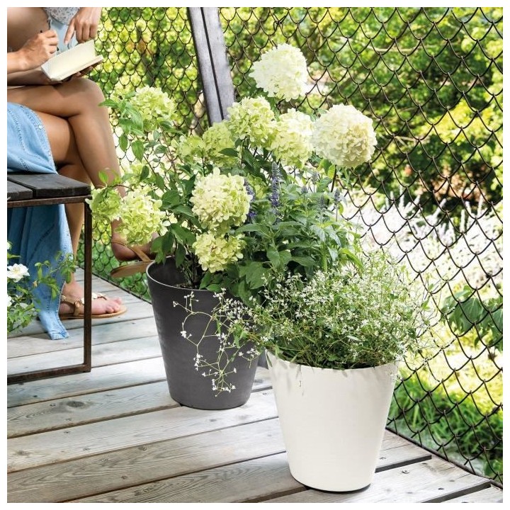 DEROMA Pot de fleurs Save R bianco a réserve d'eau - Coloris blanc -