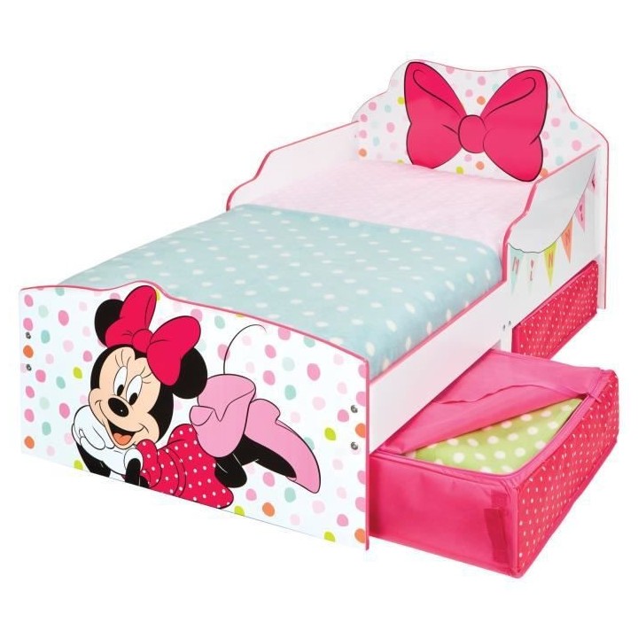 Minnie Mouse - Lit 70x140cm pour enfants avec espace de rangement sous