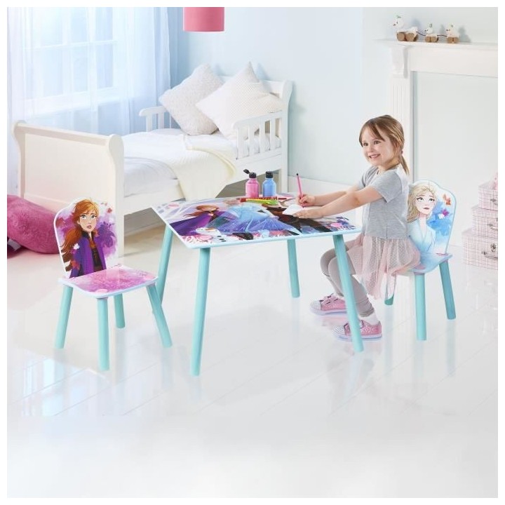 Disney La Reine des Neiges 2 - Ensemble d'une table et 2 chaises pour