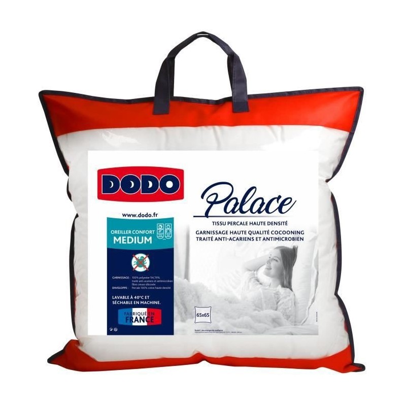 DODO Oreiller Percale Anti-Acariens PALACE - 65 x 65 cm