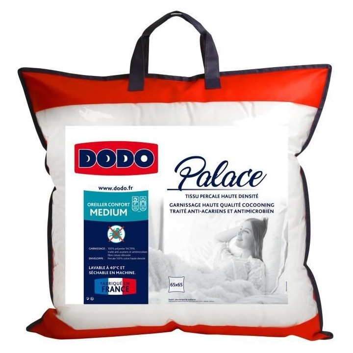 DODO Oreiller Percale Anti-Acariens PALACE - 65 x 65 cm