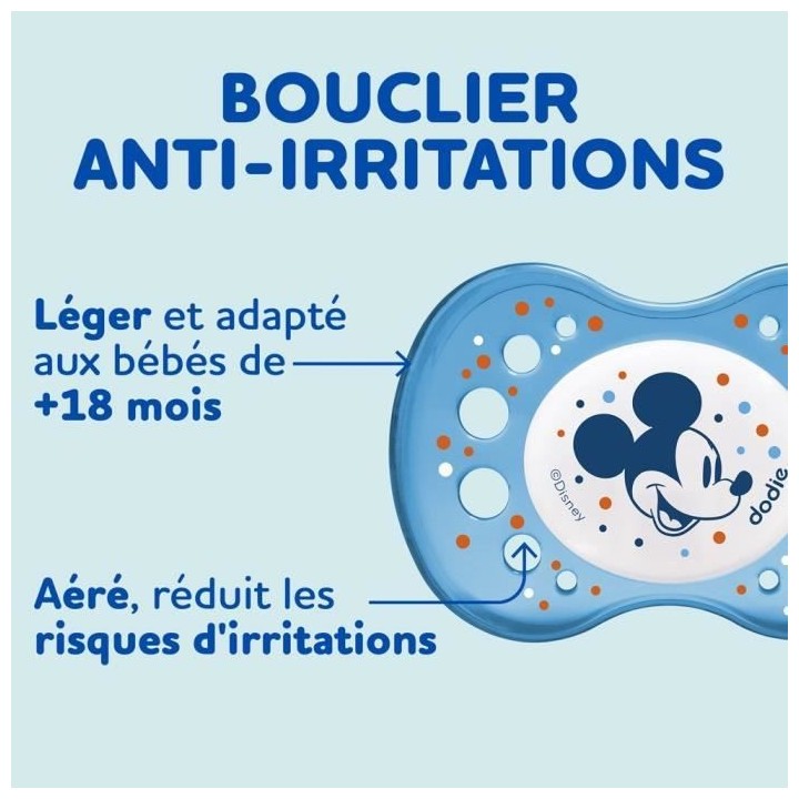 Dodie Sucette Anatomique Nuit +18m Mickey Lot de 2