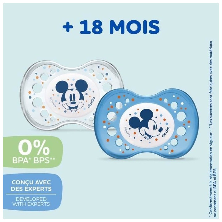 Dodie Sucette Anatomique Nuit +18m Mickey Lot de 2