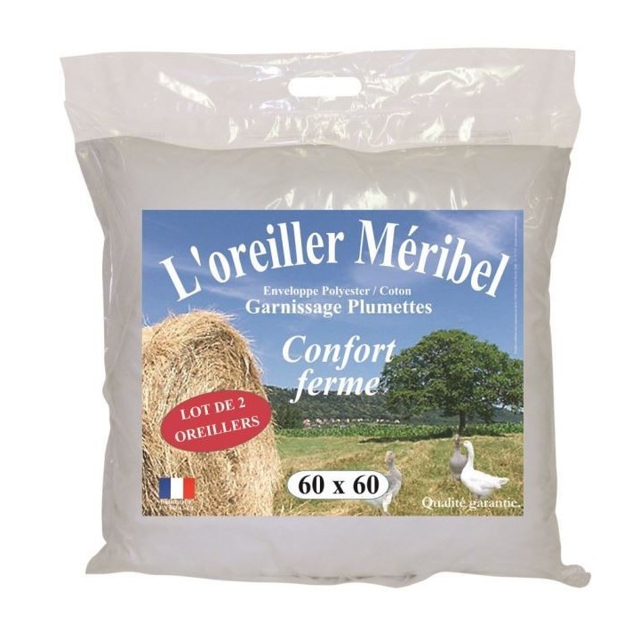 DODO Lot de 2 Oreillers MERIBEL Plumettes 60x60cm