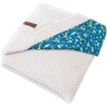 DOMIVA Couverture Zanimo - Microfibre 100% Polyester - Double face - Ecru/Bleu - 75 x 100 cm