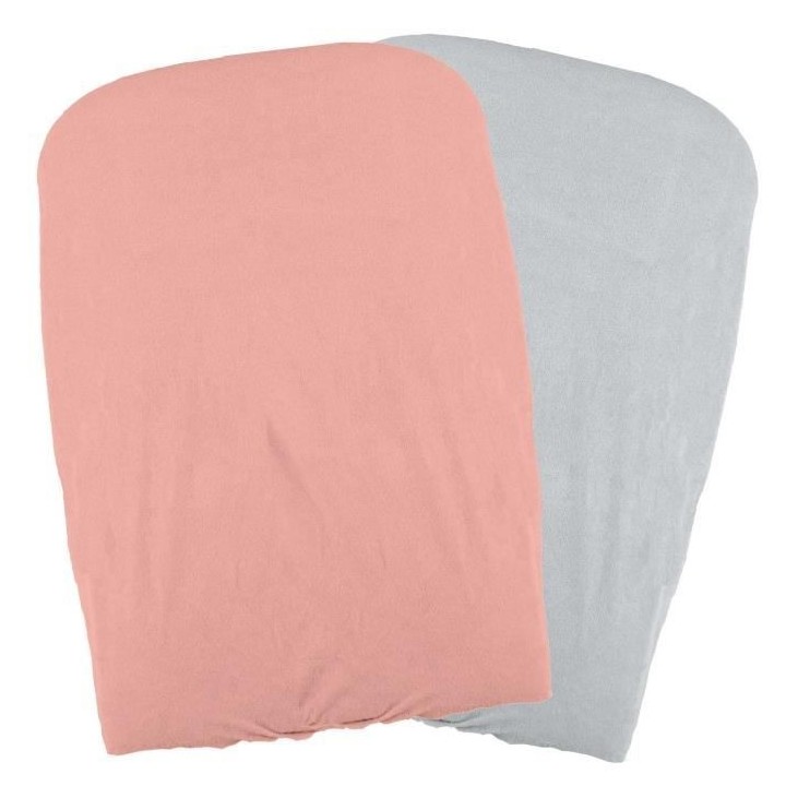 DOMIVA Lot 2 Housses matelas a langer - Polycoton - oeko-Tex - Peche/P