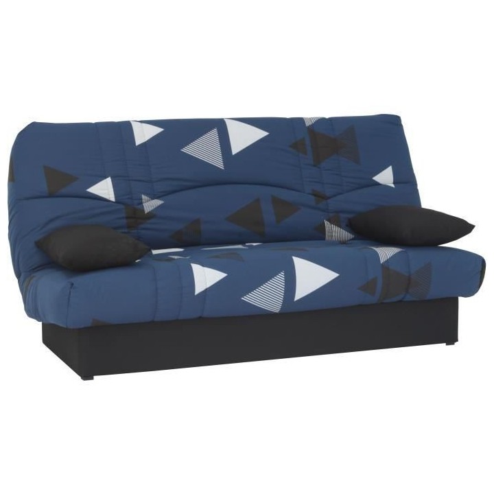 Banquette clic clac 3 places - tissu Bikini bleu - Style contemporain
